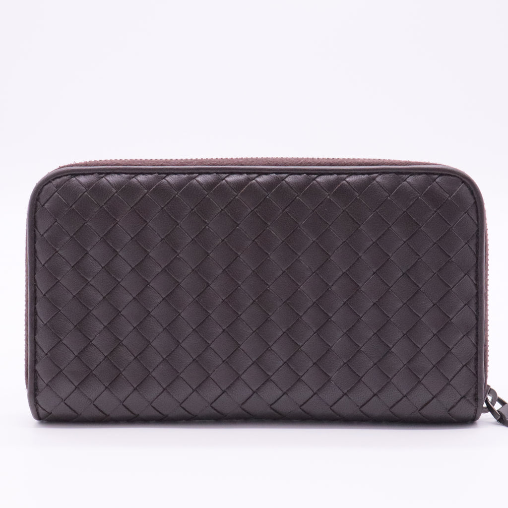 Intrecciato Woven Nappa Leather Zip Around Wallet