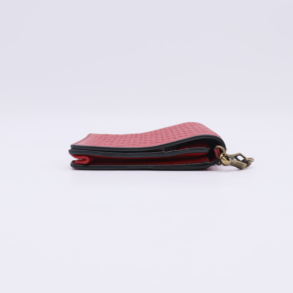 Red Studded Intrecciato Woven Nappa Leather Wallet-On-Chain Catena Crossbody Bag W22581