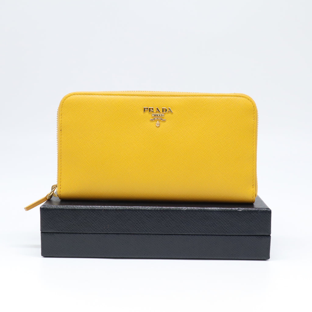 Prada Saffiano Metal Zip Around Wallet W22052