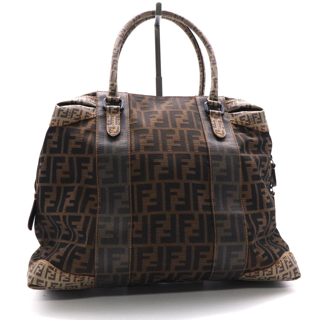 Fendi Zucca Mixed Media Large Canvas Tote Bag Twins