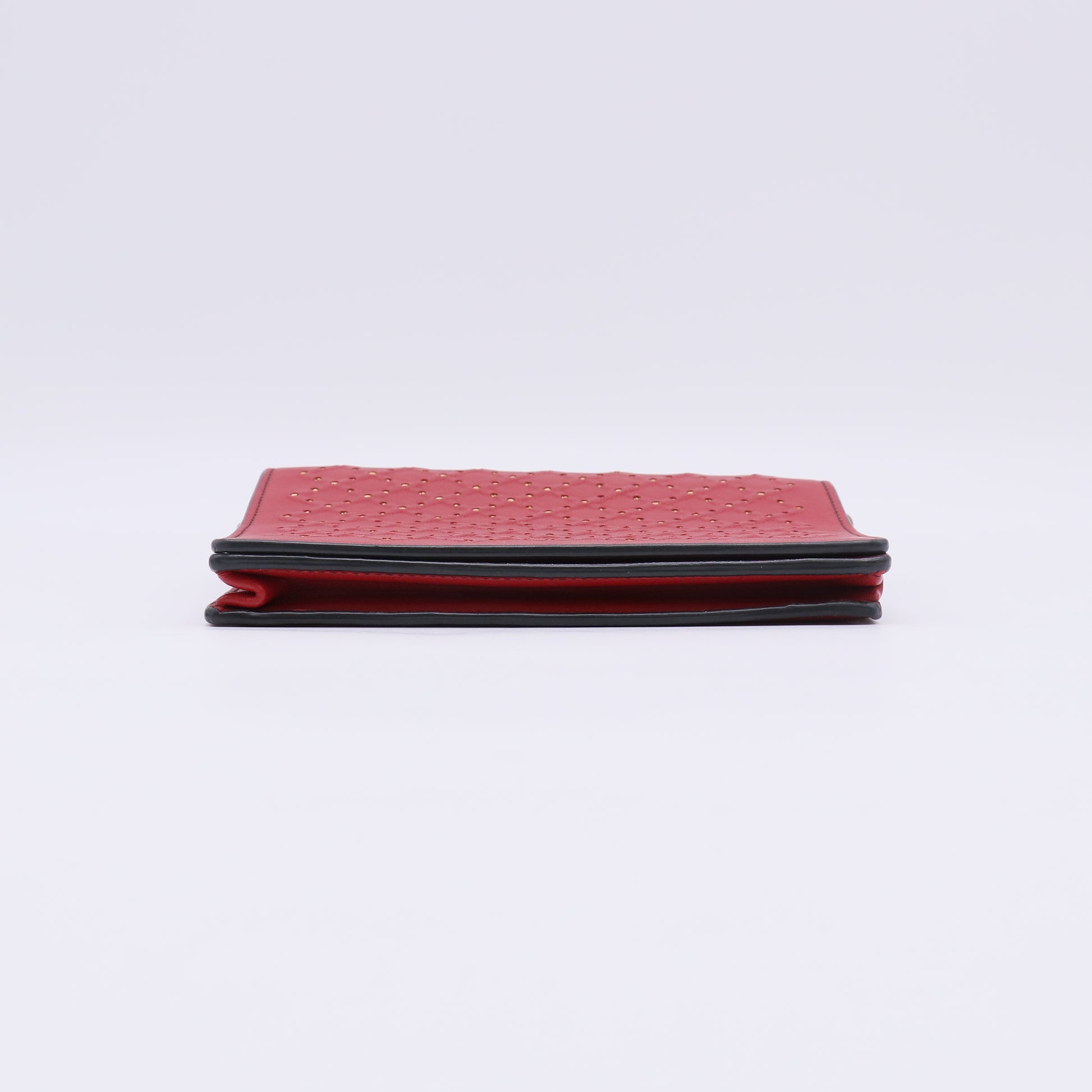 Red Studded Intrecciato Woven Nappa Leather Wallet-On-Chain Catena Crossbody Bag W22581