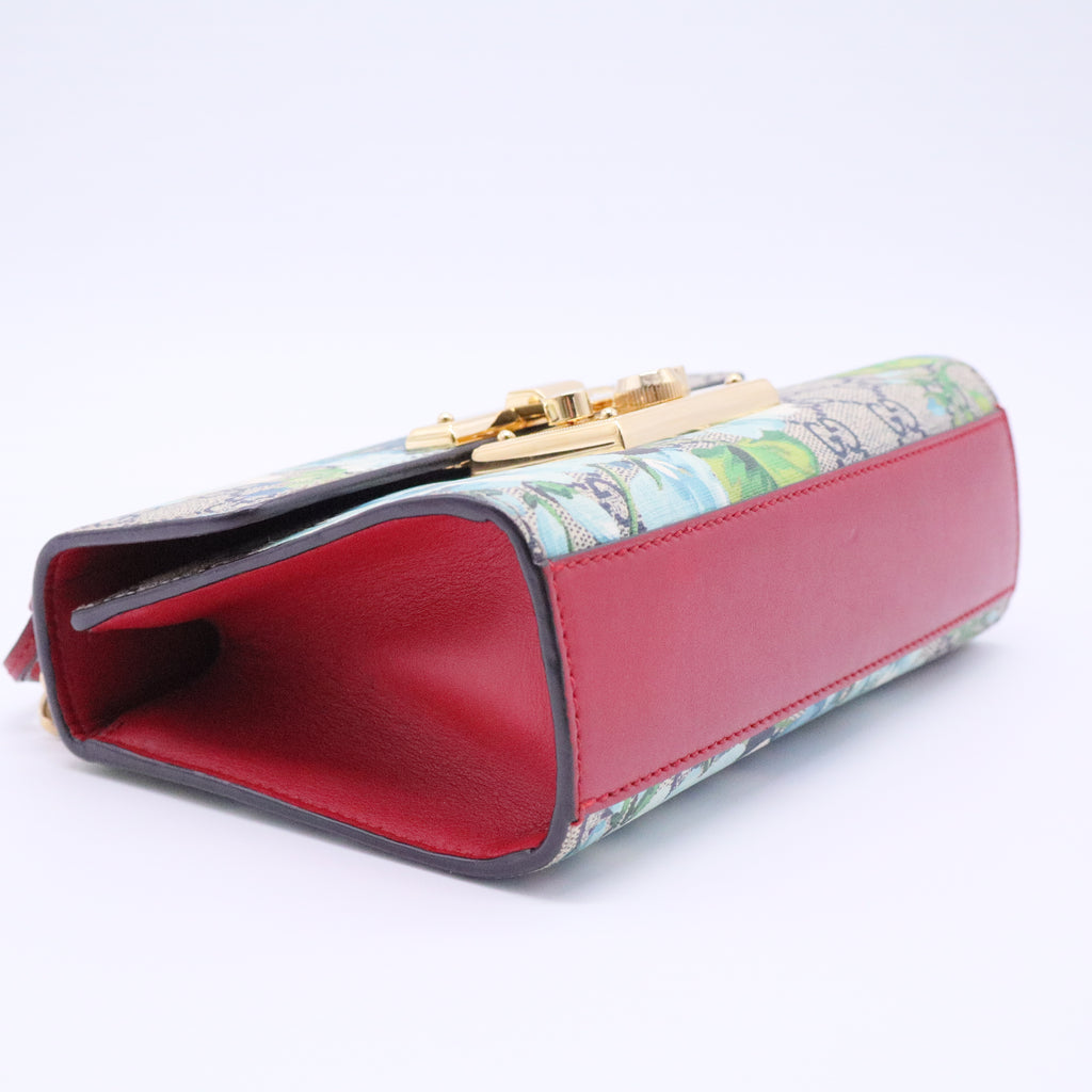 Padlock Shoulder Bag Blooms Print GG Coated Canvas Small
