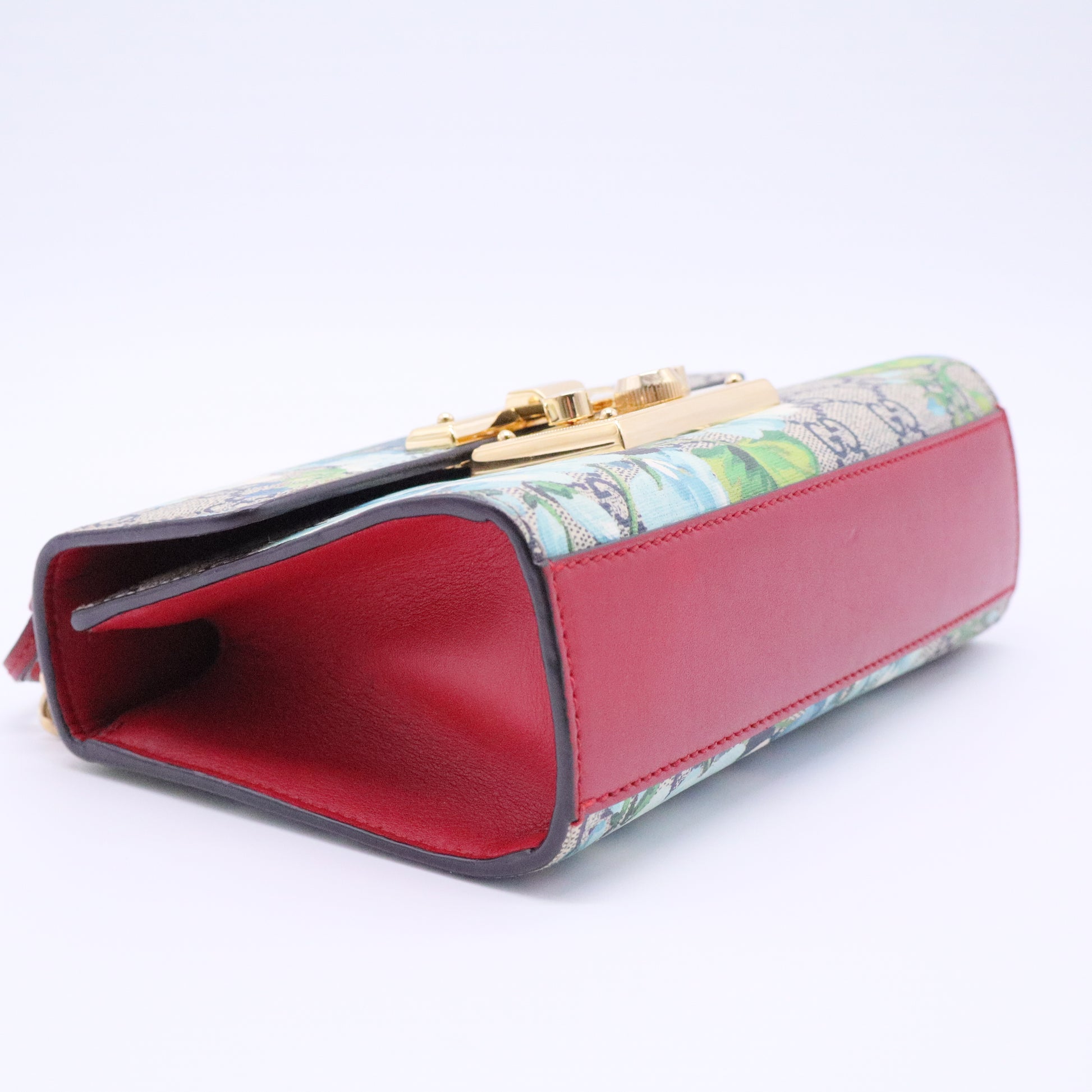 Padlock Shoulder Bag Blooms Print GG Coated Canvas Small