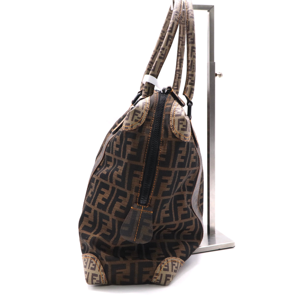 Fendi Zucca Mixed Media Large Canvas Tote Bag Twins