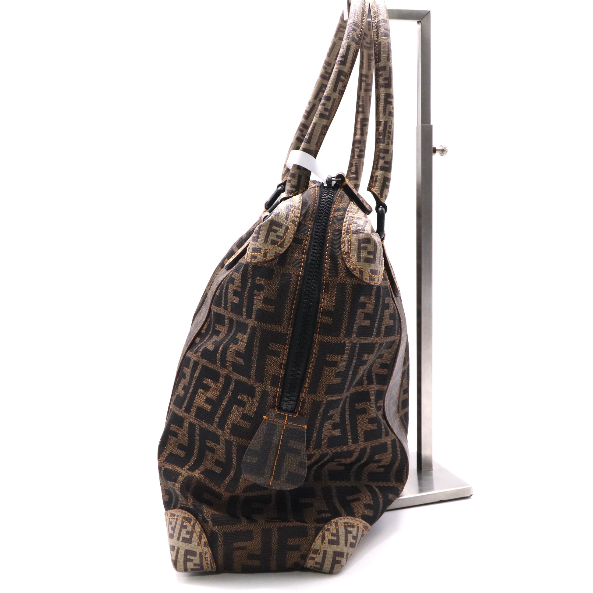 Fendi Zucca Mixed Media Large Canvas Tote Bag Twins