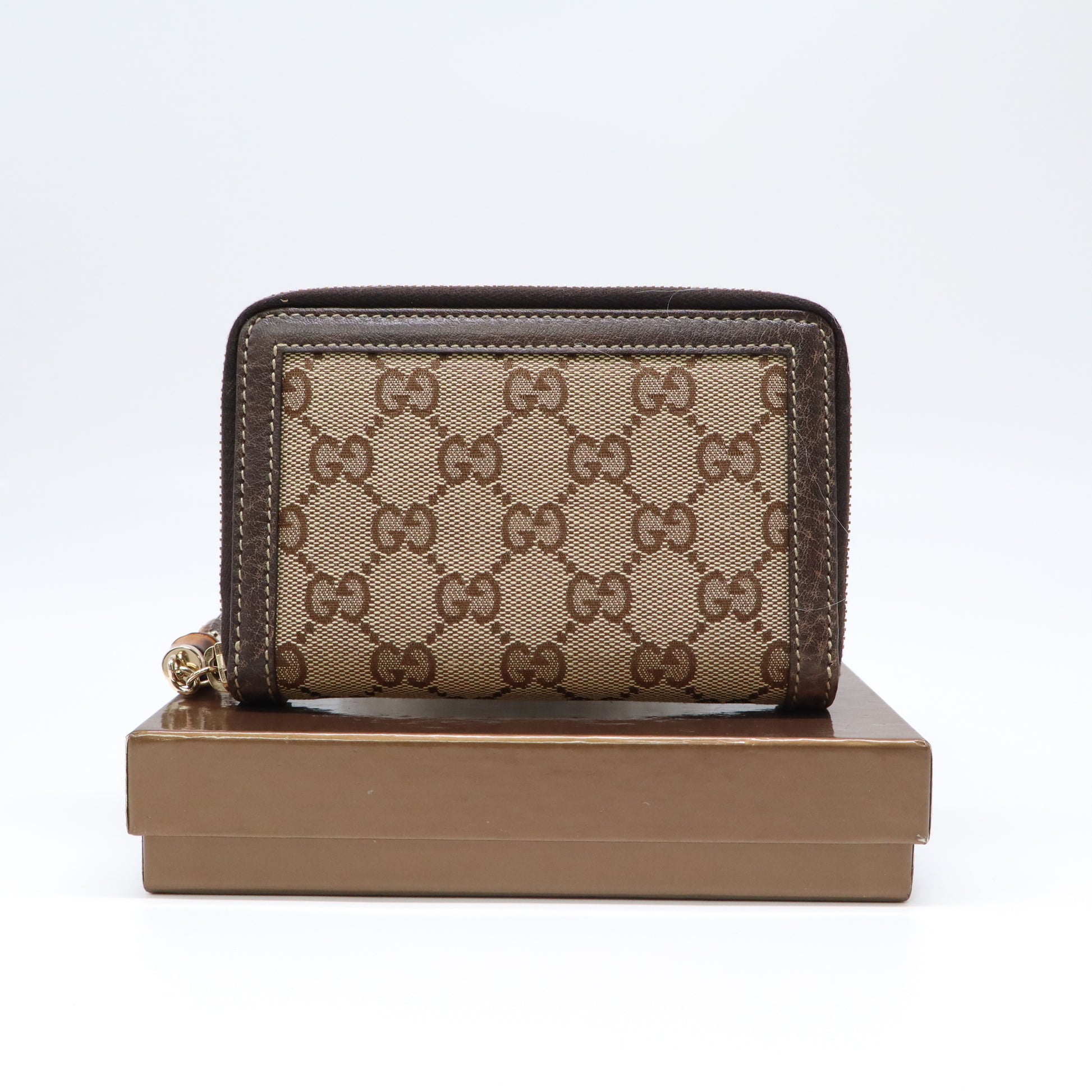 Gucci Bamboo GG Canvas Zip Around Wallet W22039