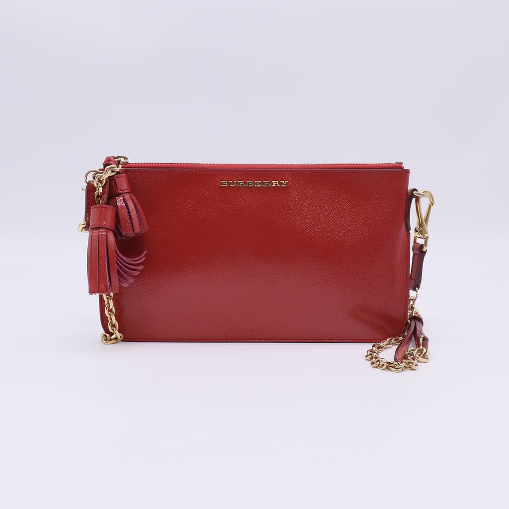 Burberry Grained Patent Leather Tassel Crossbody Bag B23312