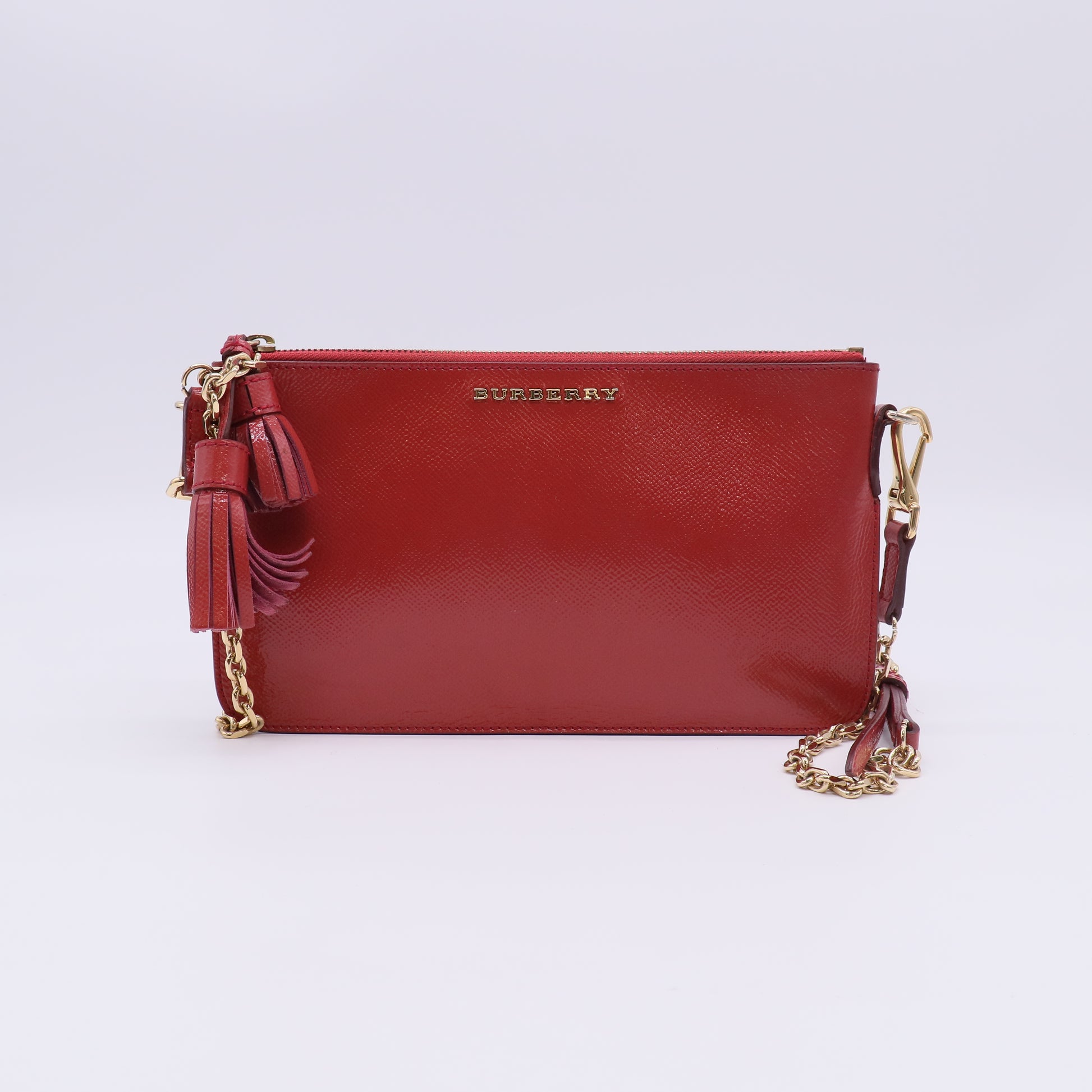 Burberry Grained Patent Leather Tassel Crossbody Bag B23312