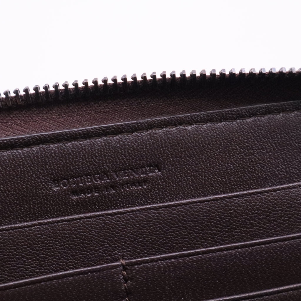 Intrecciato Woven Nappa Leather Zip Around Wallet