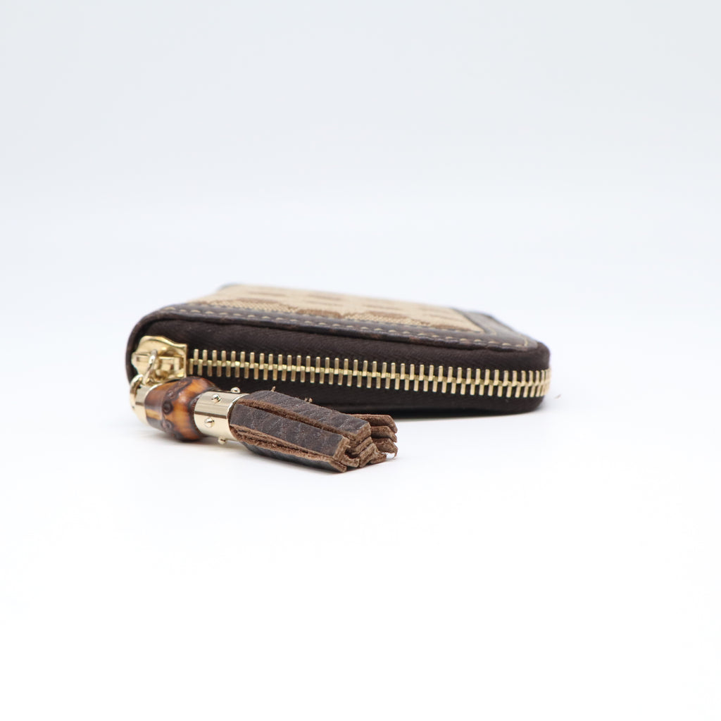 Gucci Bamboo GG Canvas Zip Around Wallet W22039