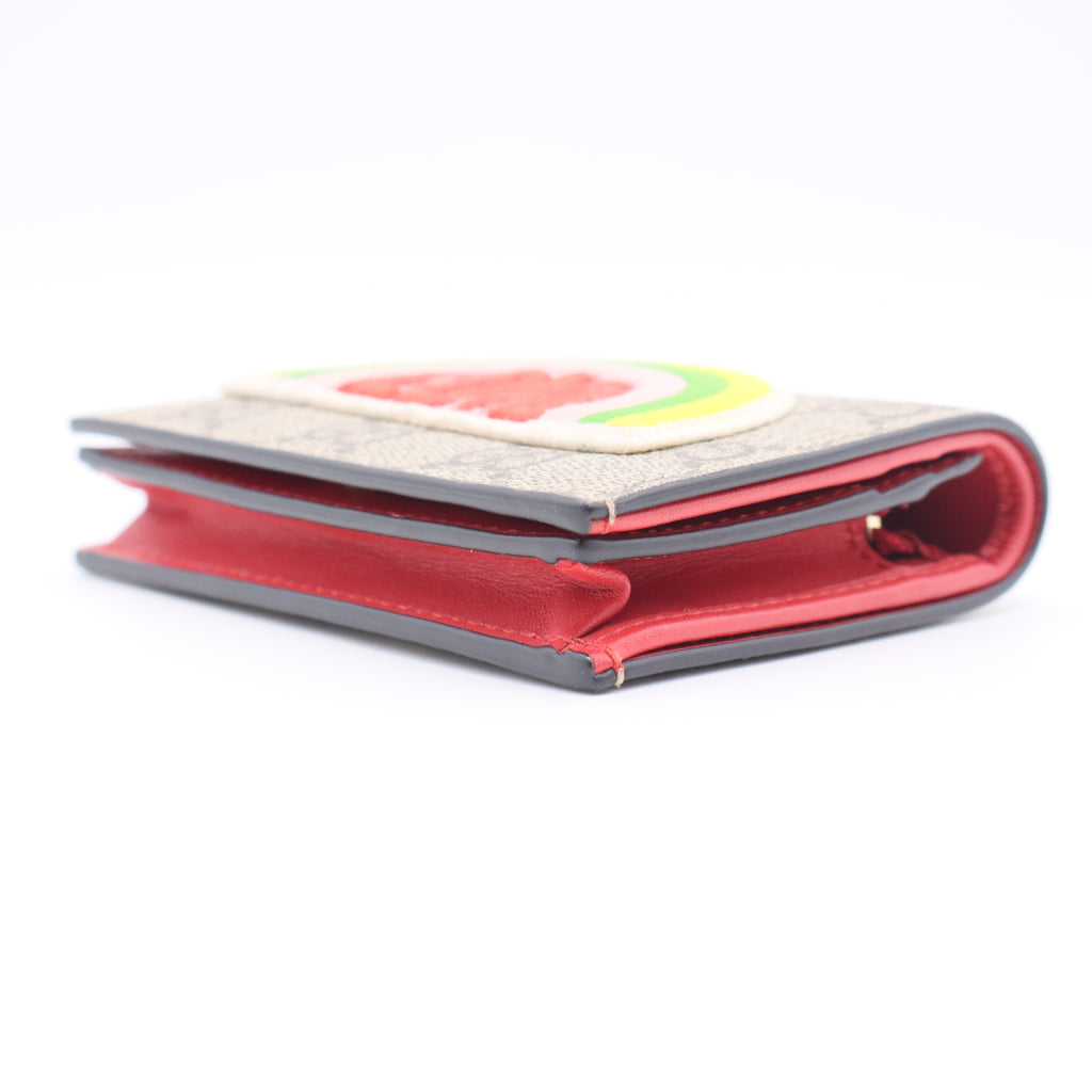 Soft GG Supreme Monogram Rainbow Embroidered Card Case Wallet
