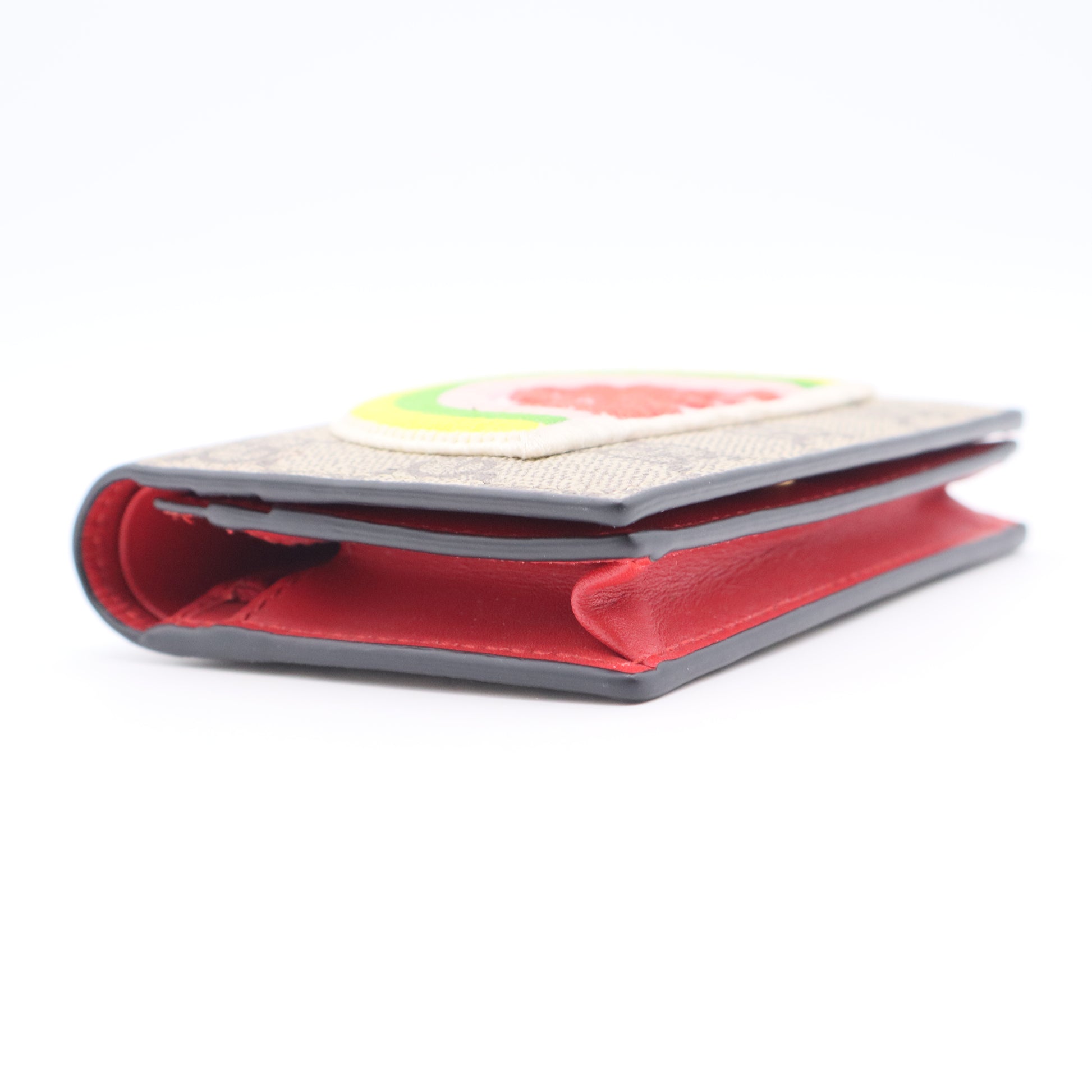 Soft GG Supreme Monogram Rainbow Embroidered Card Case Wallet