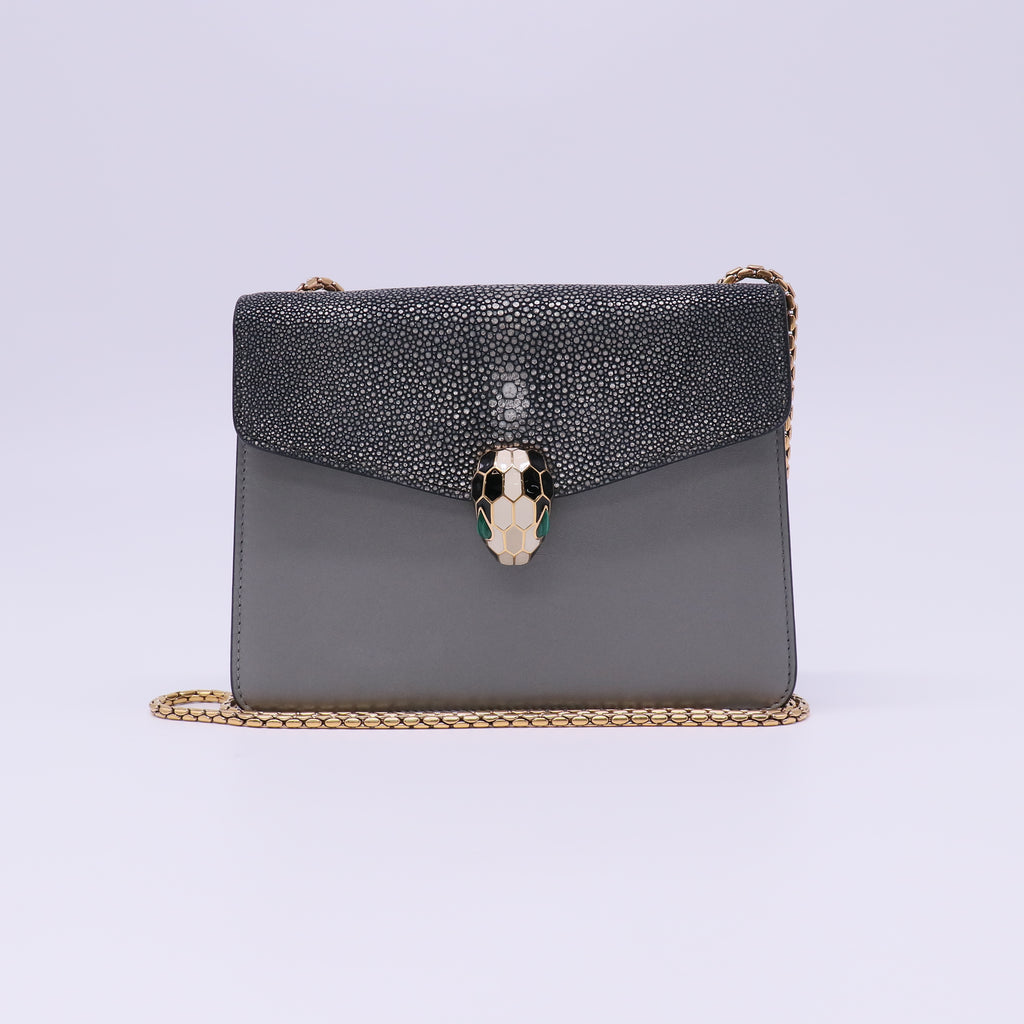 Bulgari Shiny Karung Medium Serpenti Forever Crossbody Bag twins B22483