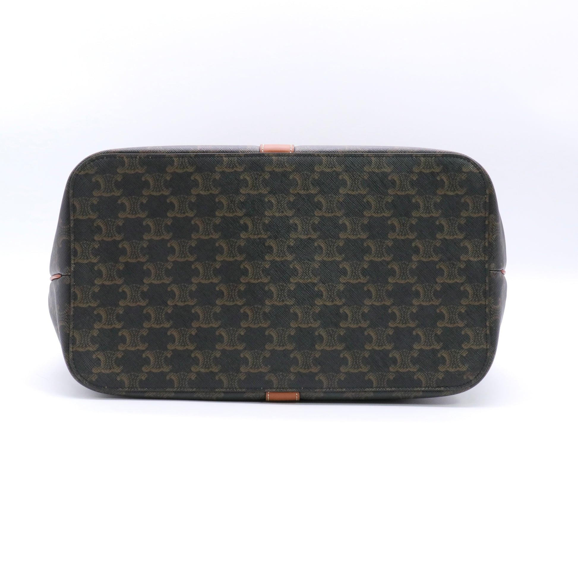 Triomphe Canvas Calfskin Medium Cabas Bag Tan Twins