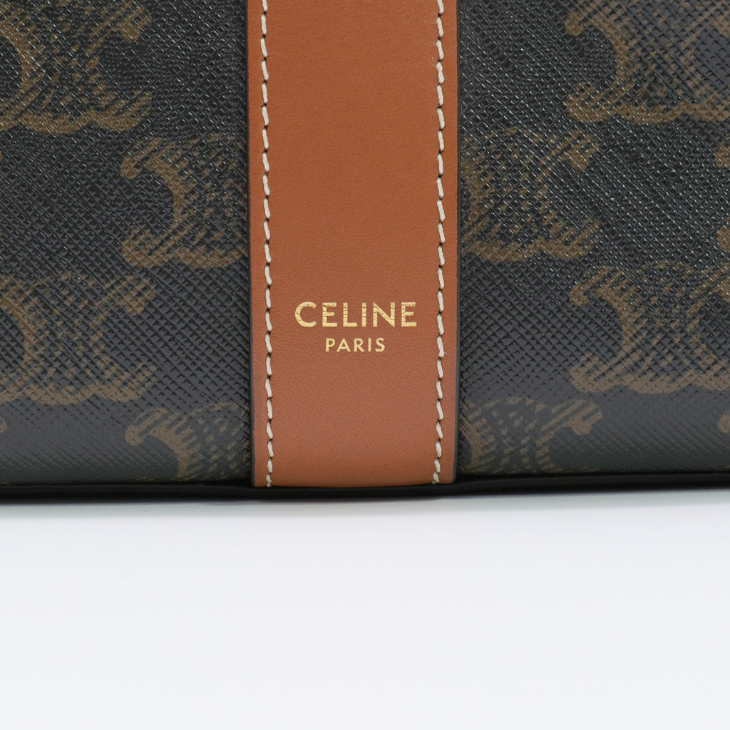 Triomphe Canvas Calfskin Medium Cabas Bag Tan Twins