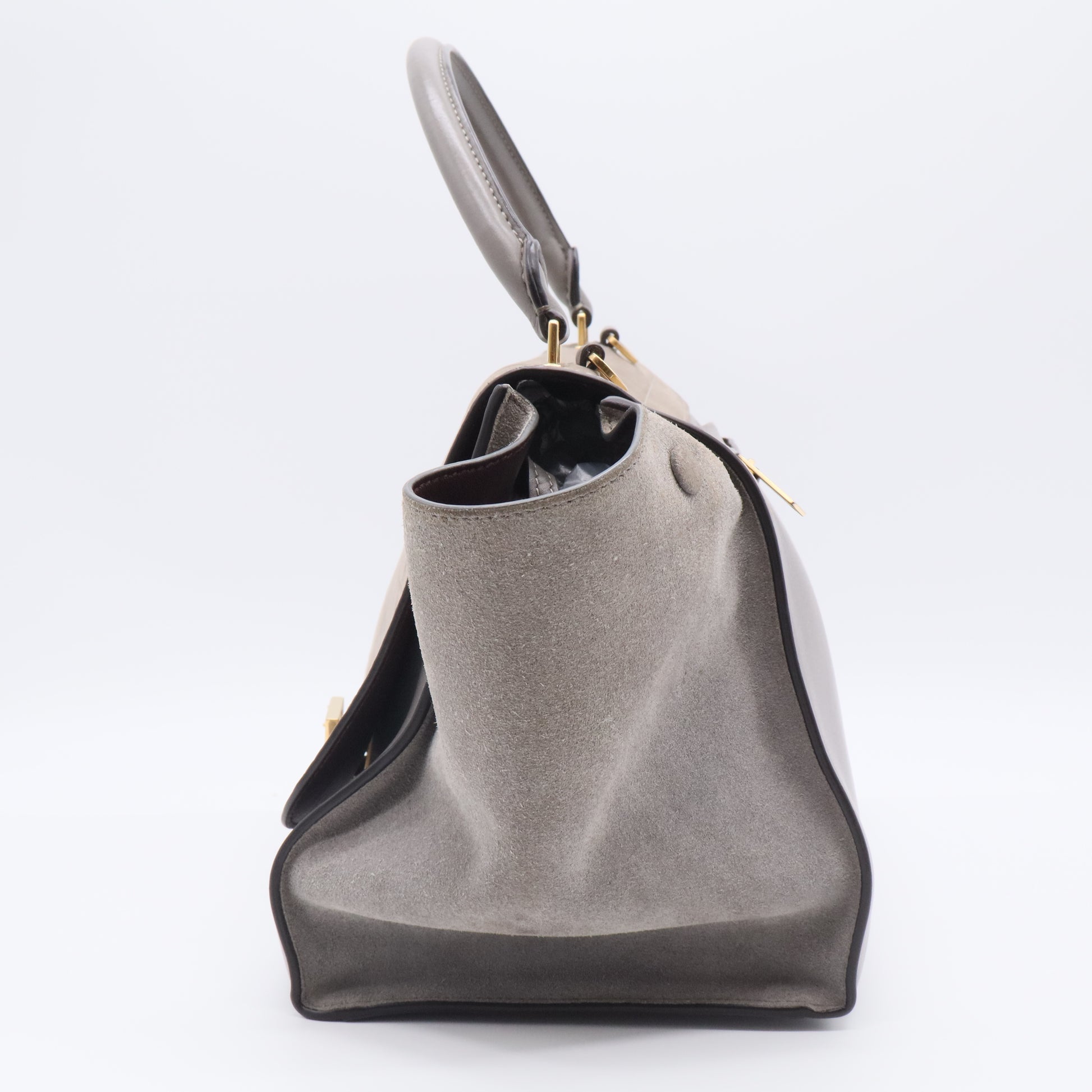 Trapeze Handbag Crocodile Embossed Nubuck Medium