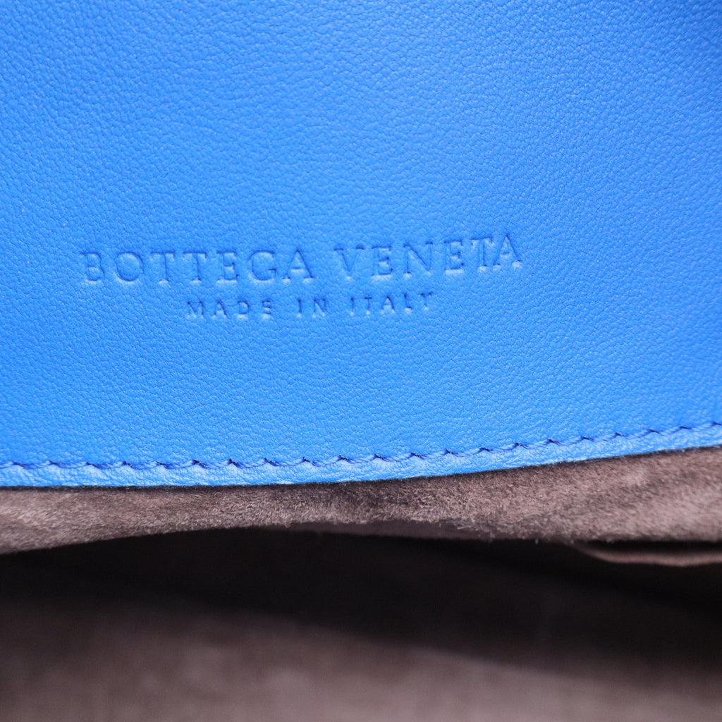 Intrecciato Blue Woven Leather Handbag