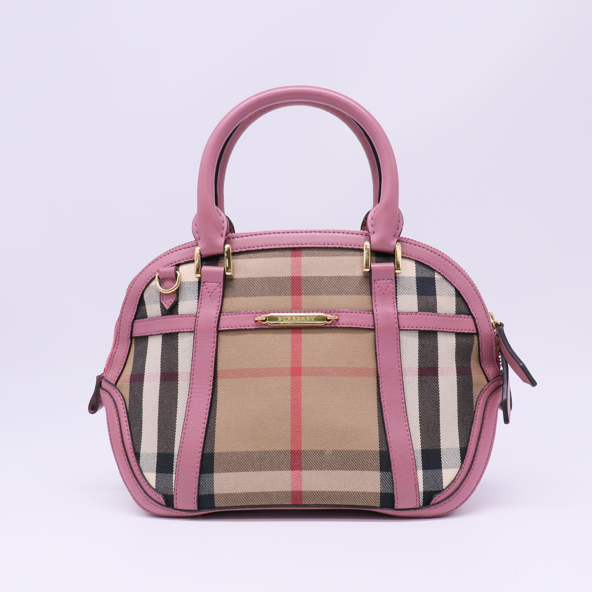 Burberry House Check Canvas Leather Orchard Bowling Bag twins B22421