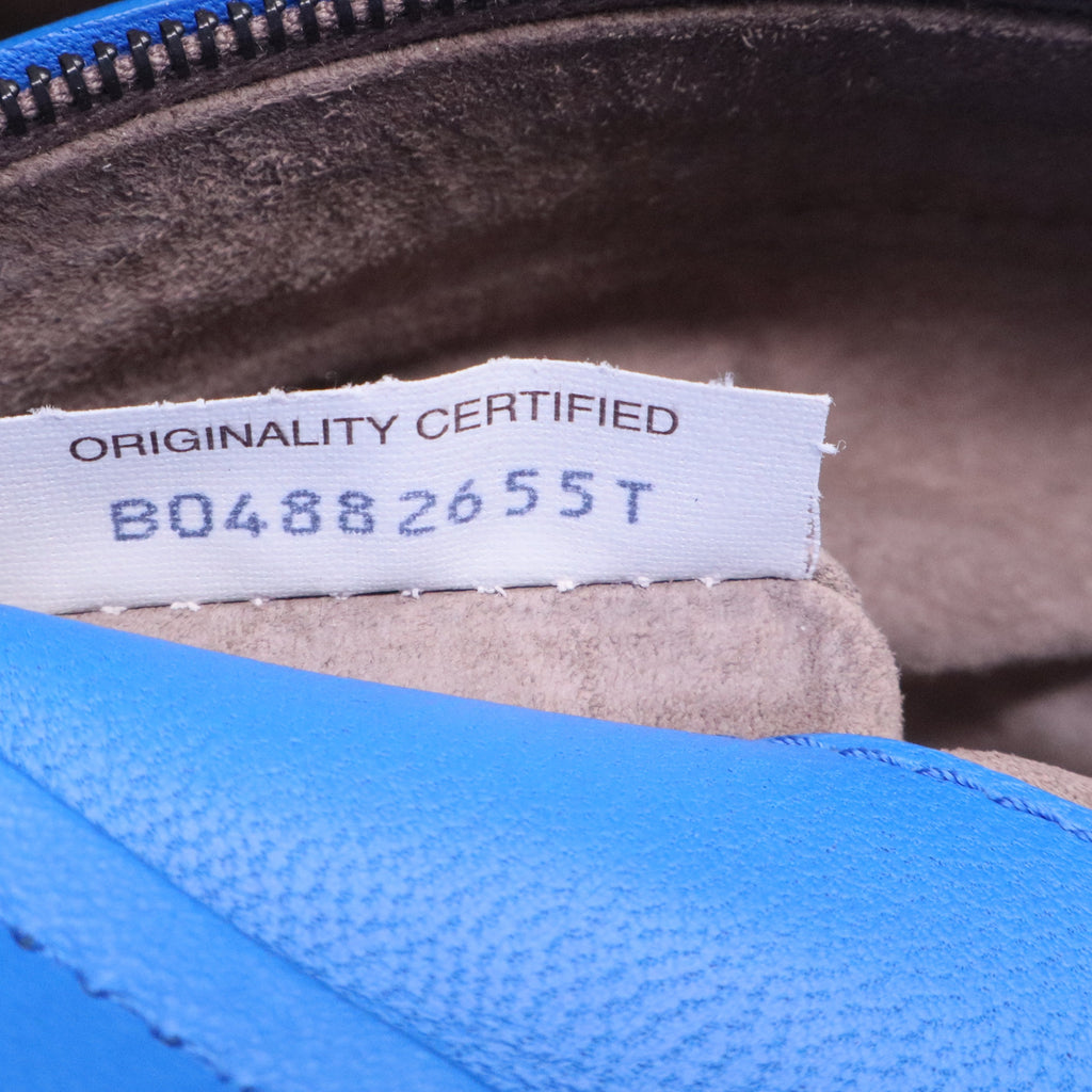 Intrecciato Blue Woven Leather Handbag