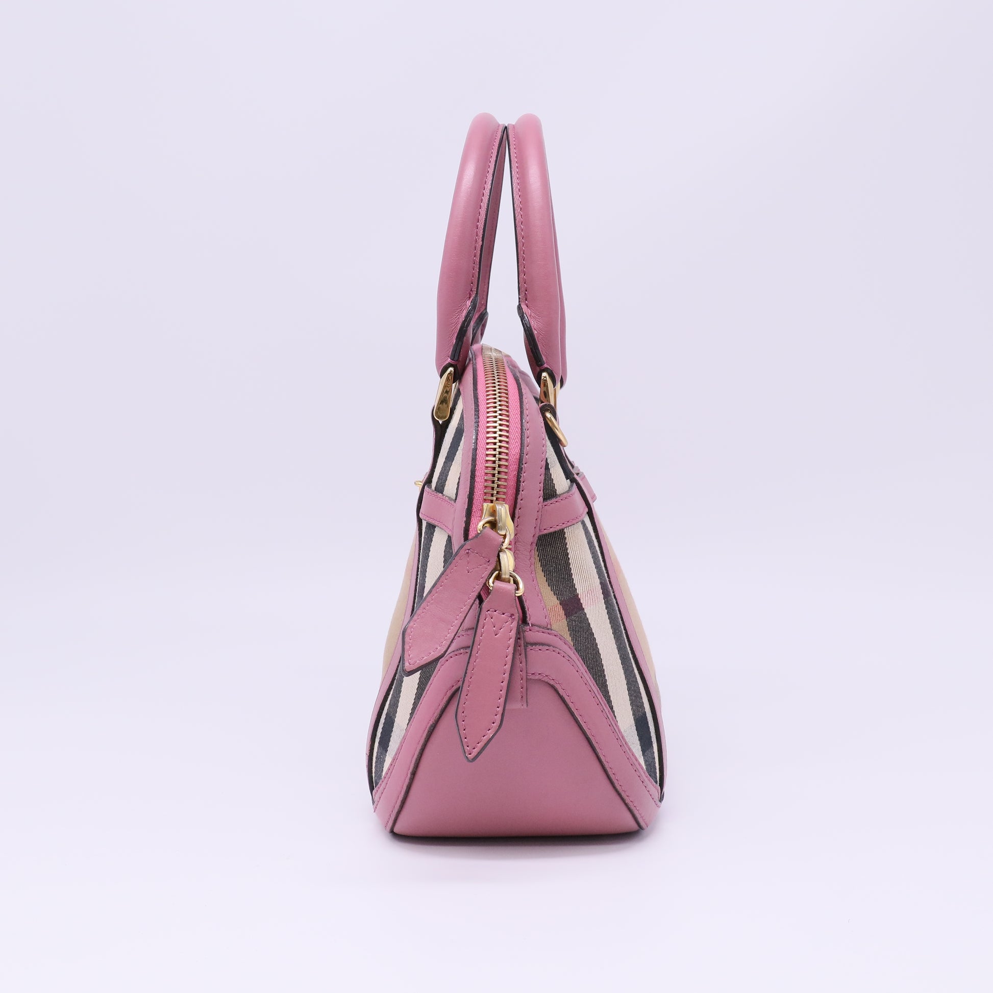 Burberry House Check Canvas Leather Orchard Bowling Bag twins B22421