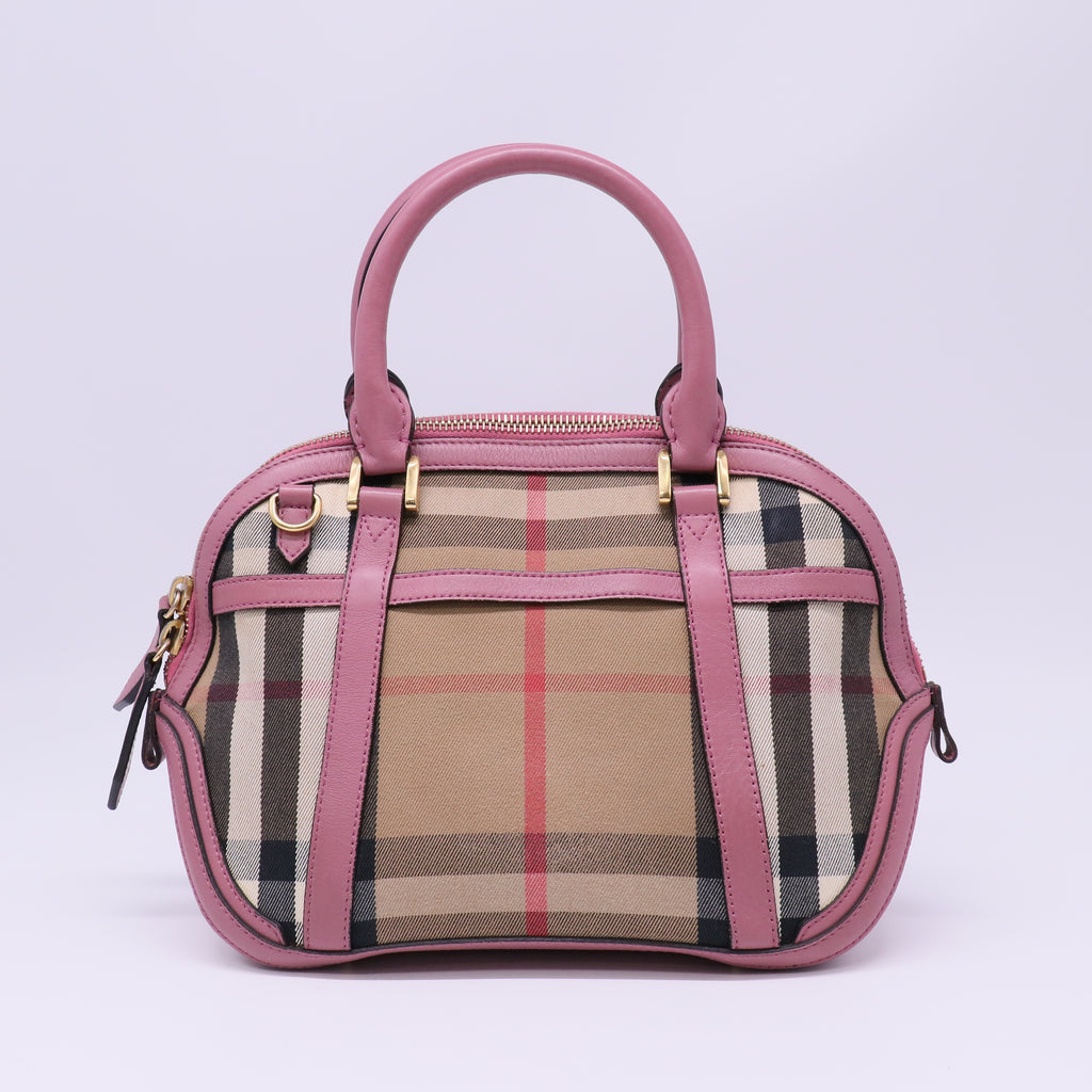 Burberry House Check Canvas Leather Orchard Bowling Bag twins B22421