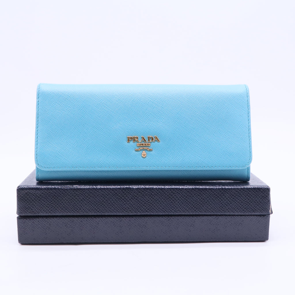 Blue Saffiano leather wallet
