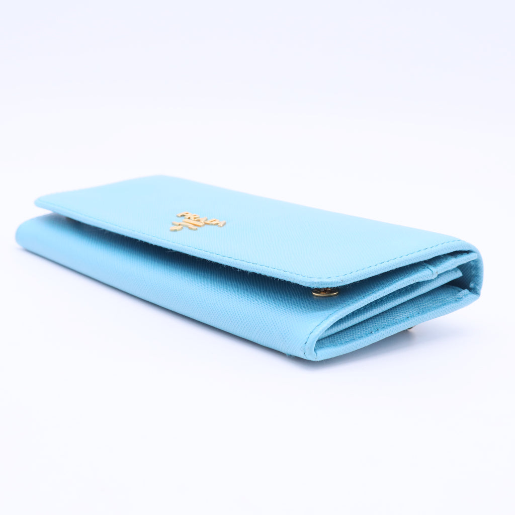 Blue Saffiano leather wallet
