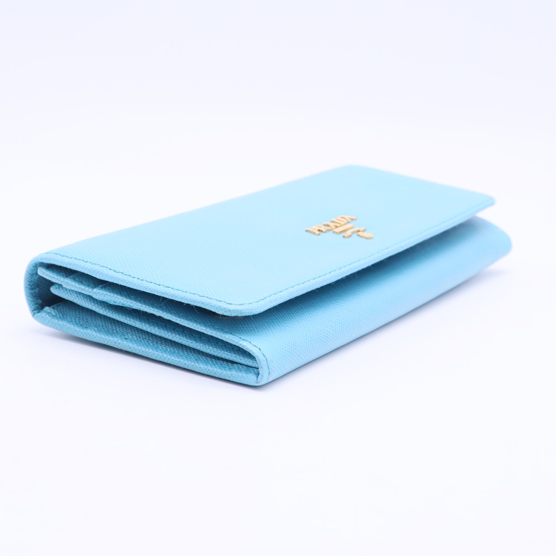 Blue Saffiano leather wallet