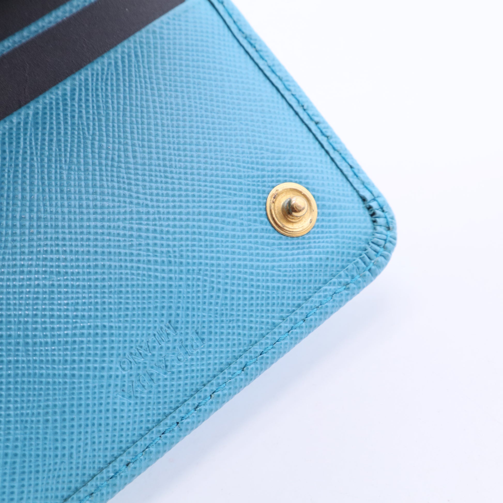 Blue Saffiano leather wallet