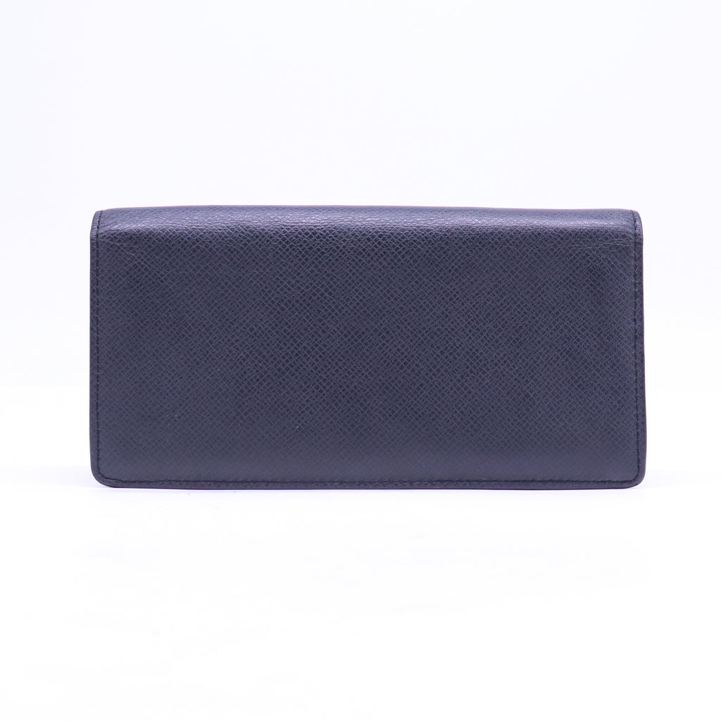 Black leather long wallet W20730