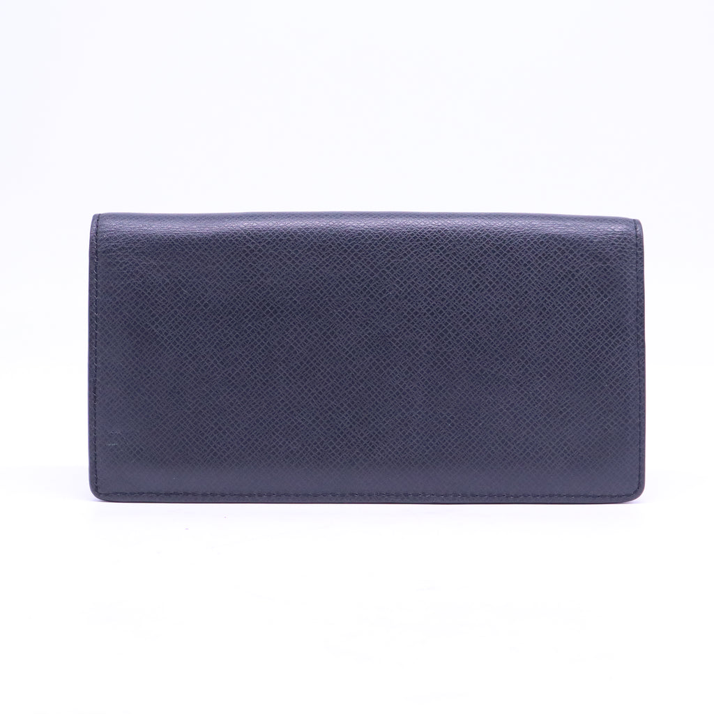 Black leather long wallet W20730