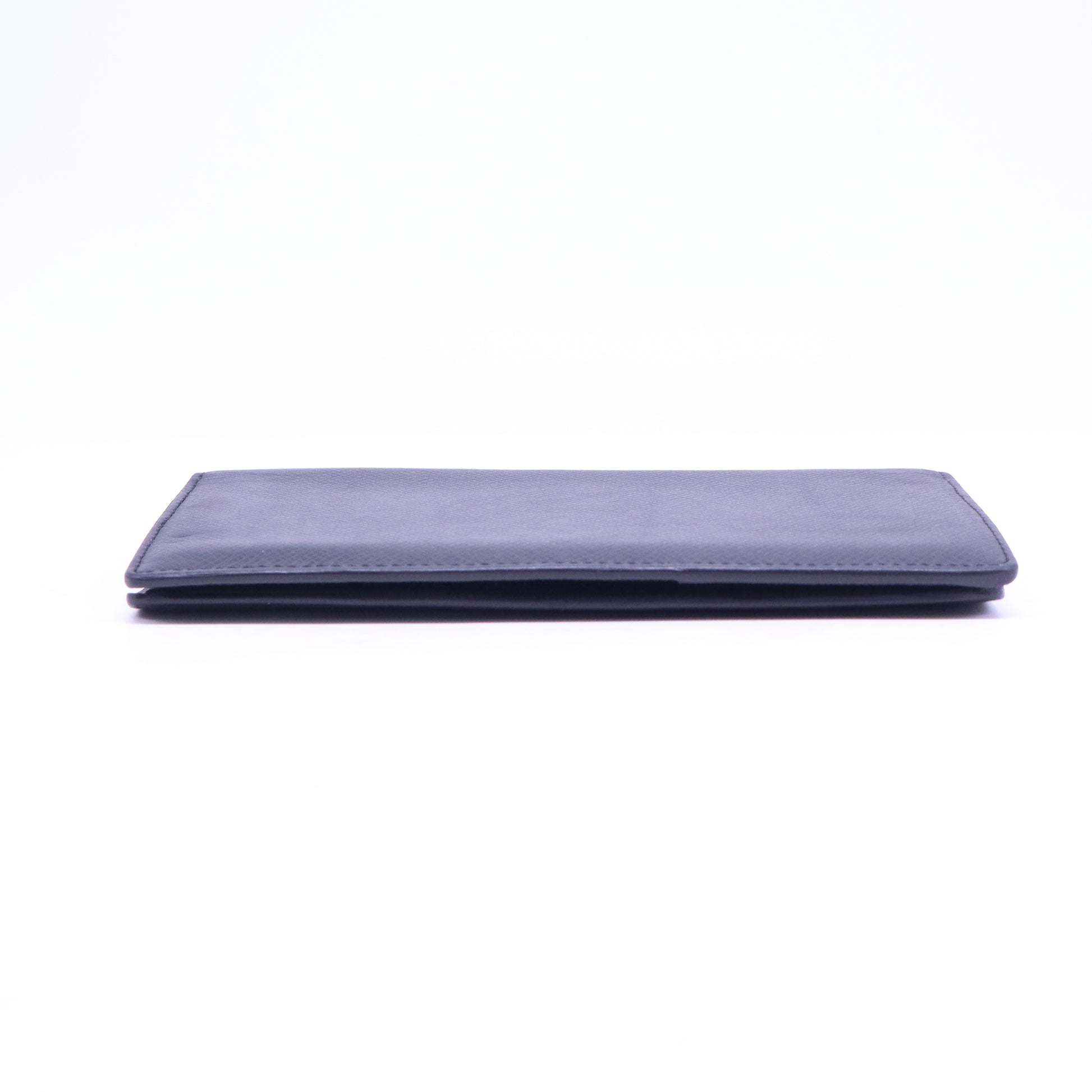 Black leather long wallet W20730