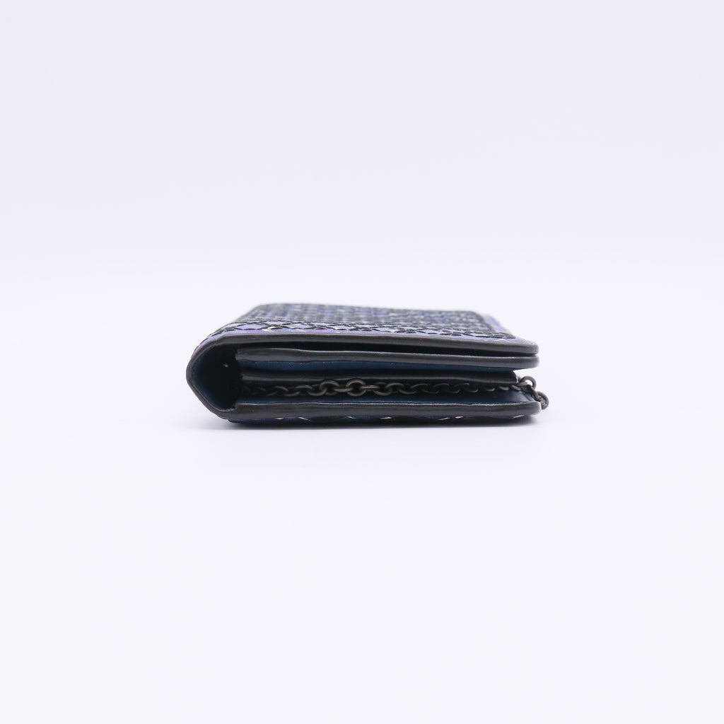 Bottega Veneta Printed Plaid Intrecciato Nappa Wallet on Chain / Clutch W22695