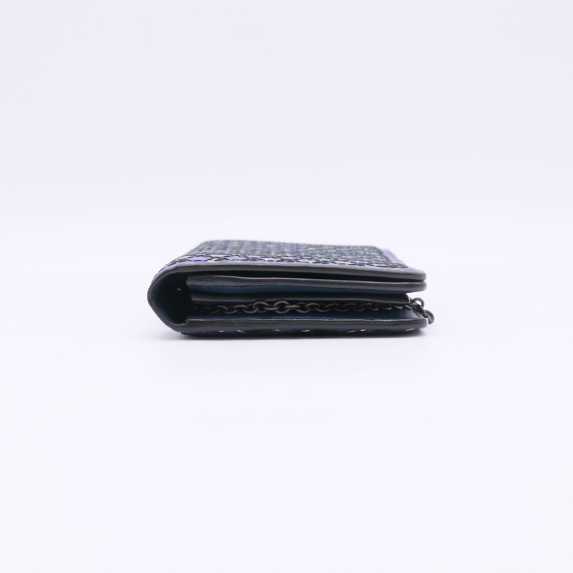 Bottega Veneta Printed Plaid Intrecciato Nappa Wallet on Chain / Clutch W22695