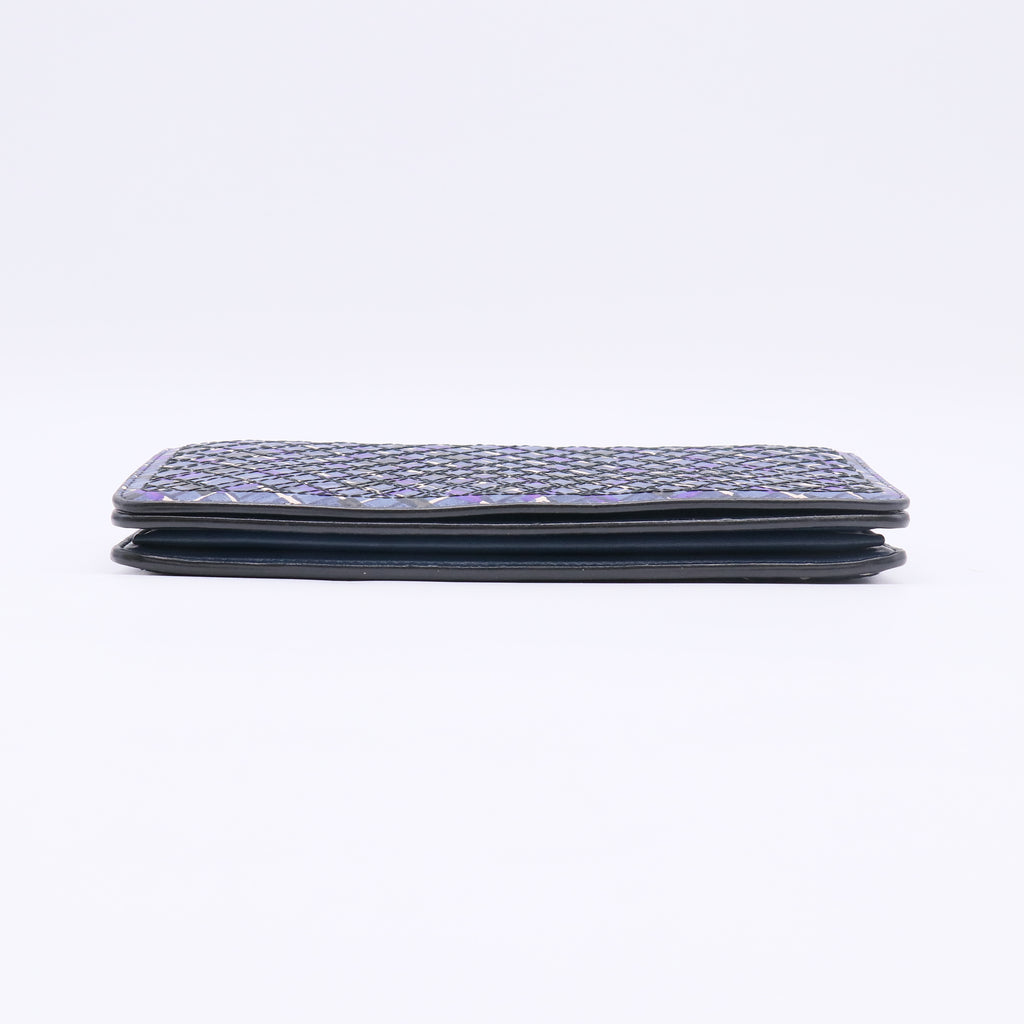 Bottega Veneta Printed Plaid Intrecciato Nappa Wallet on Chain / Clutch W22695