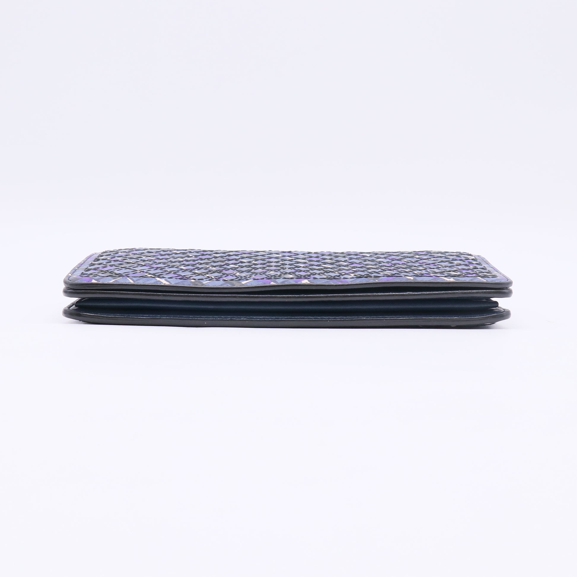 Bottega Veneta Printed Plaid Intrecciato Nappa Wallet on Chain / Clutch W22695