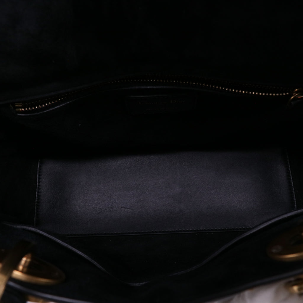 Christian Dior Black Suppled Leather Studded Medium Lady Dior Bag twins  LDJ4450