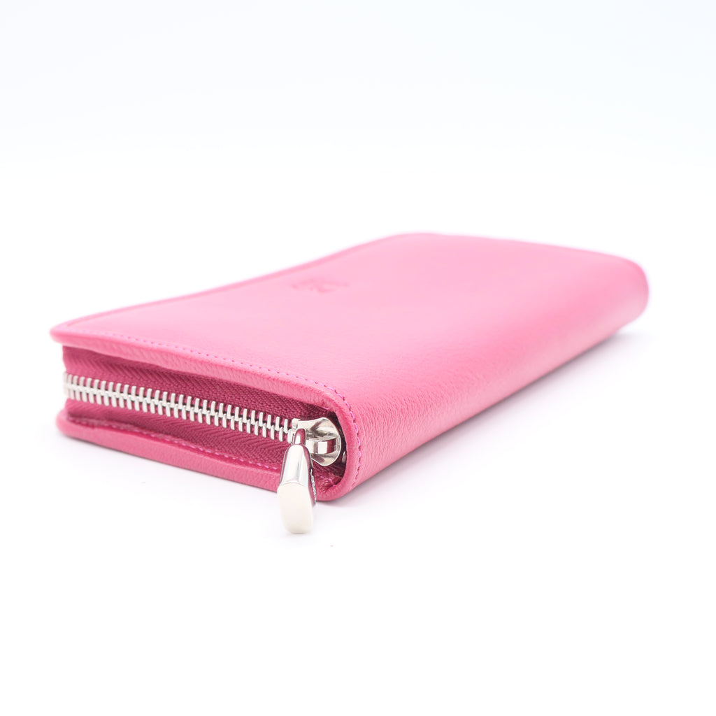 Anagram Lambskin Long Wallet Pink