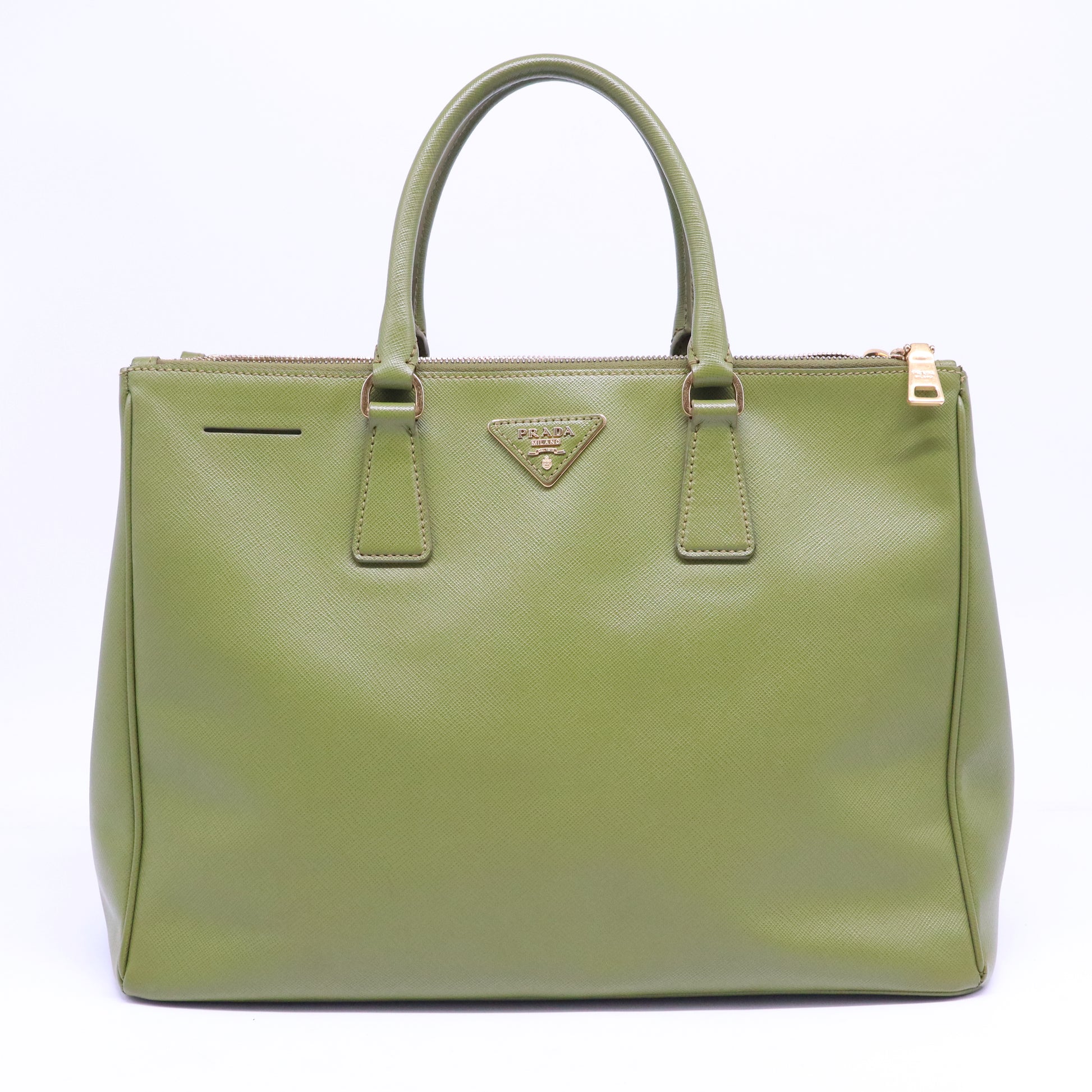 Green Saffiano Lux Leather Medium Double Zip Bag B21228