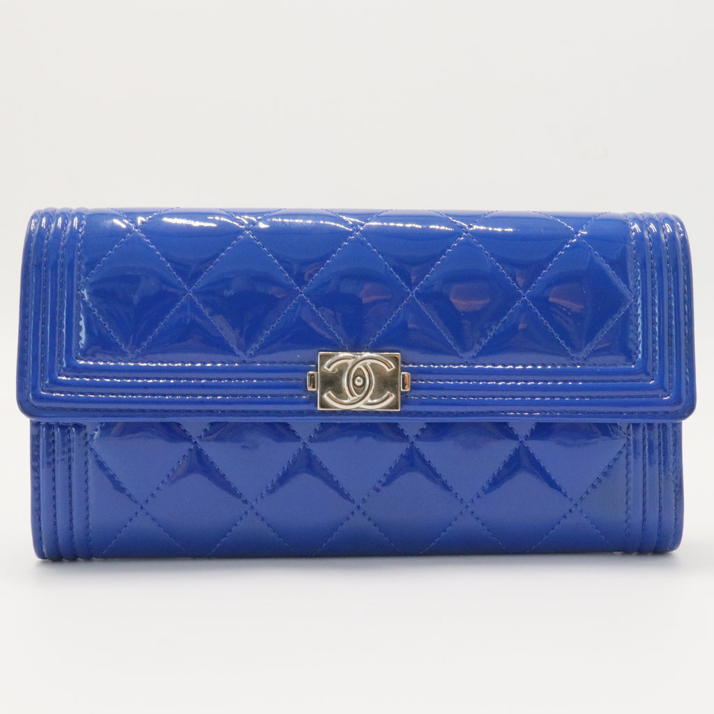 Boy Flap Wallet Quilted Patent Long