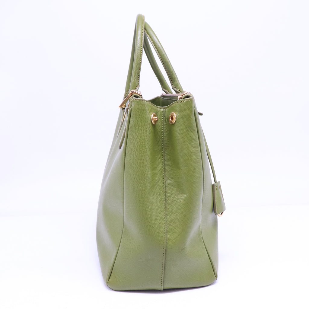 Green Saffiano Lux Leather Medium Double Zip Bag B21228