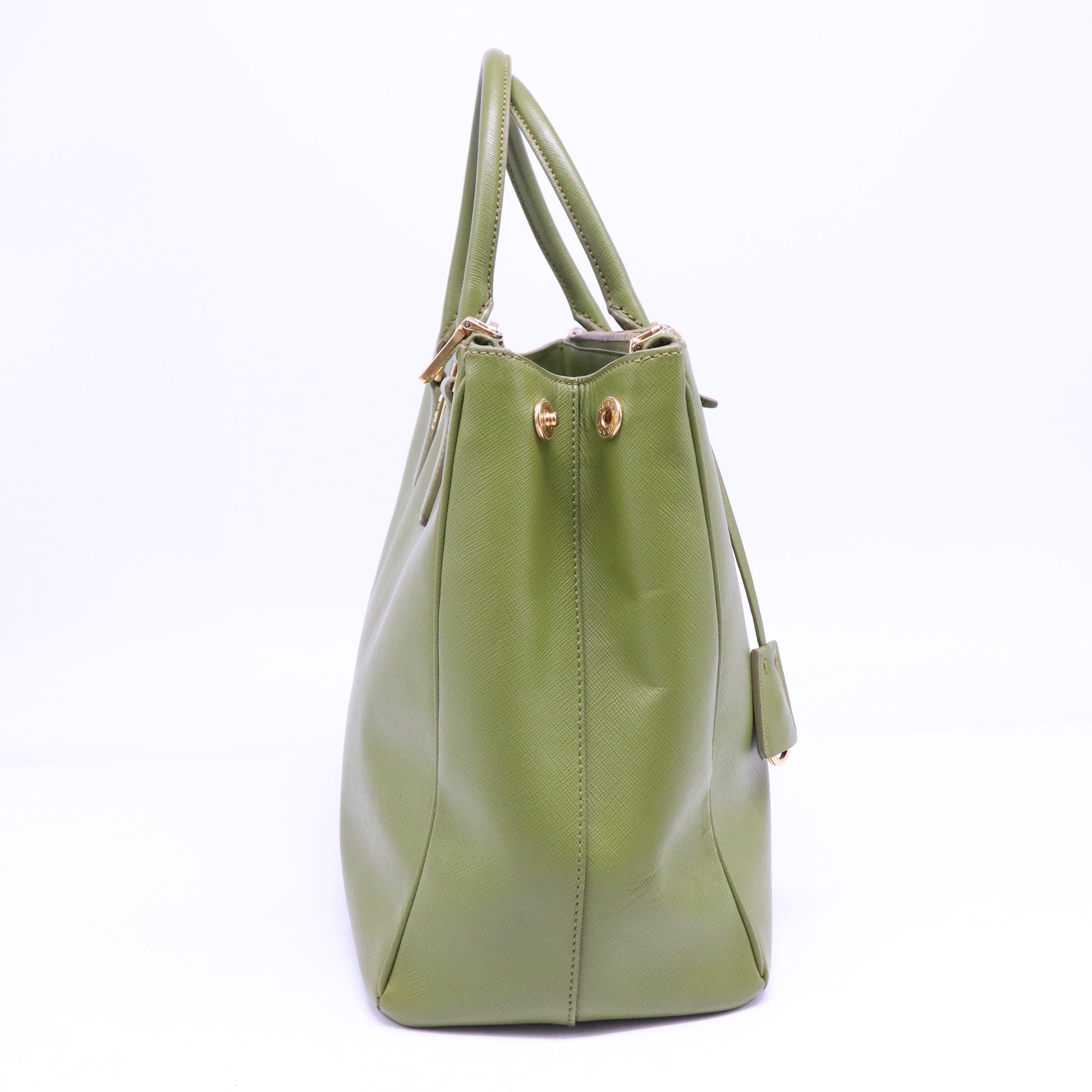 Green Saffiano Lux Leather Medium Double Zip Bag B21228
