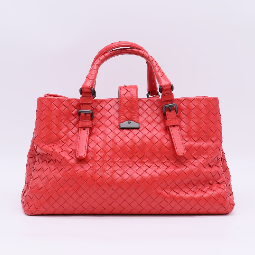 Nappa Intrecciato Small Roma Tote Red B23994
