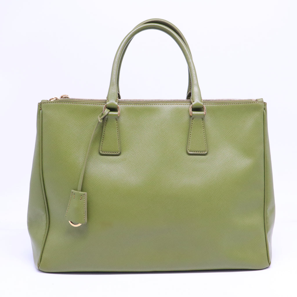 Green Saffiano Lux Leather Medium Double Zip Bag B21228