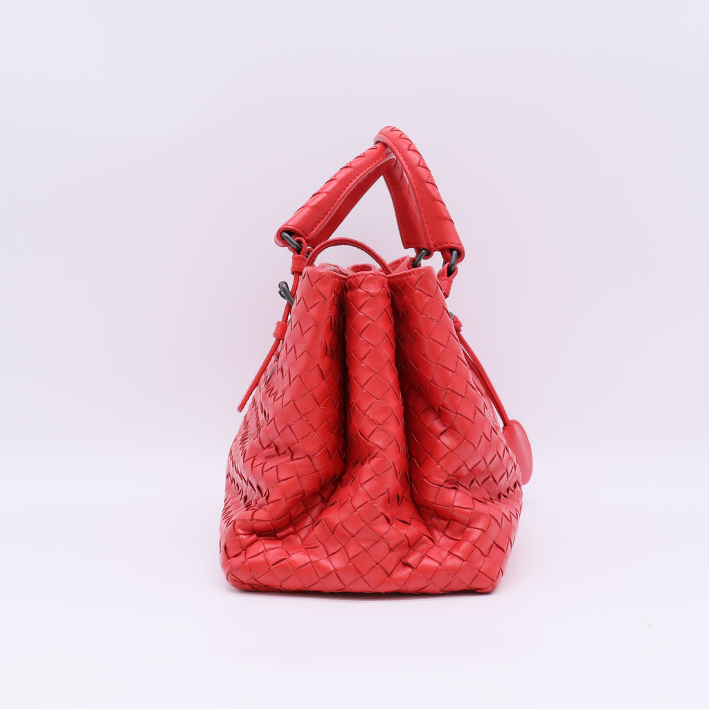 Nappa Intrecciato Small Roma Tote Red B23994