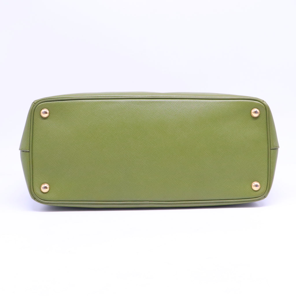 Green Saffiano Lux Leather Medium Double Zip Bag B21228