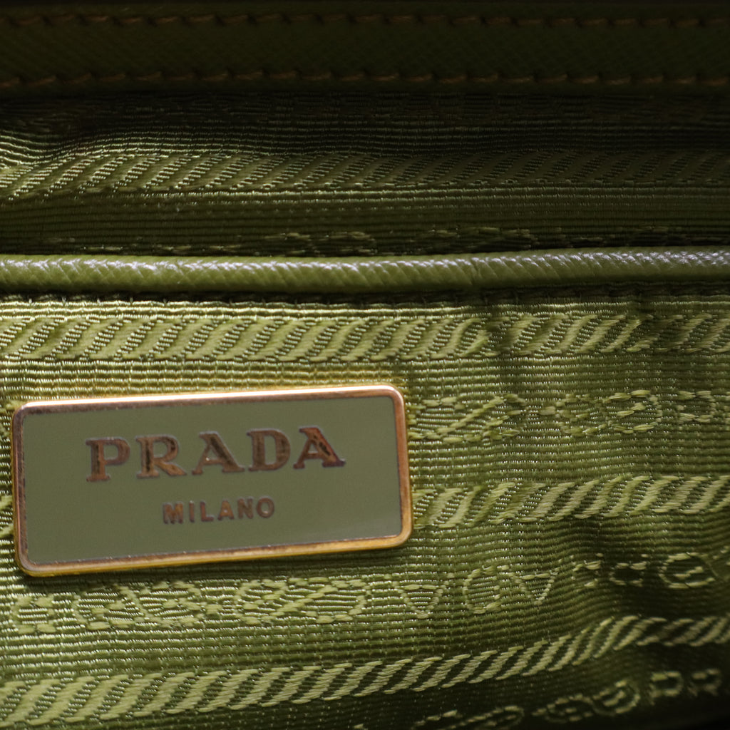 Green Saffiano Lux Leather Medium Double Zip Bag B21228
