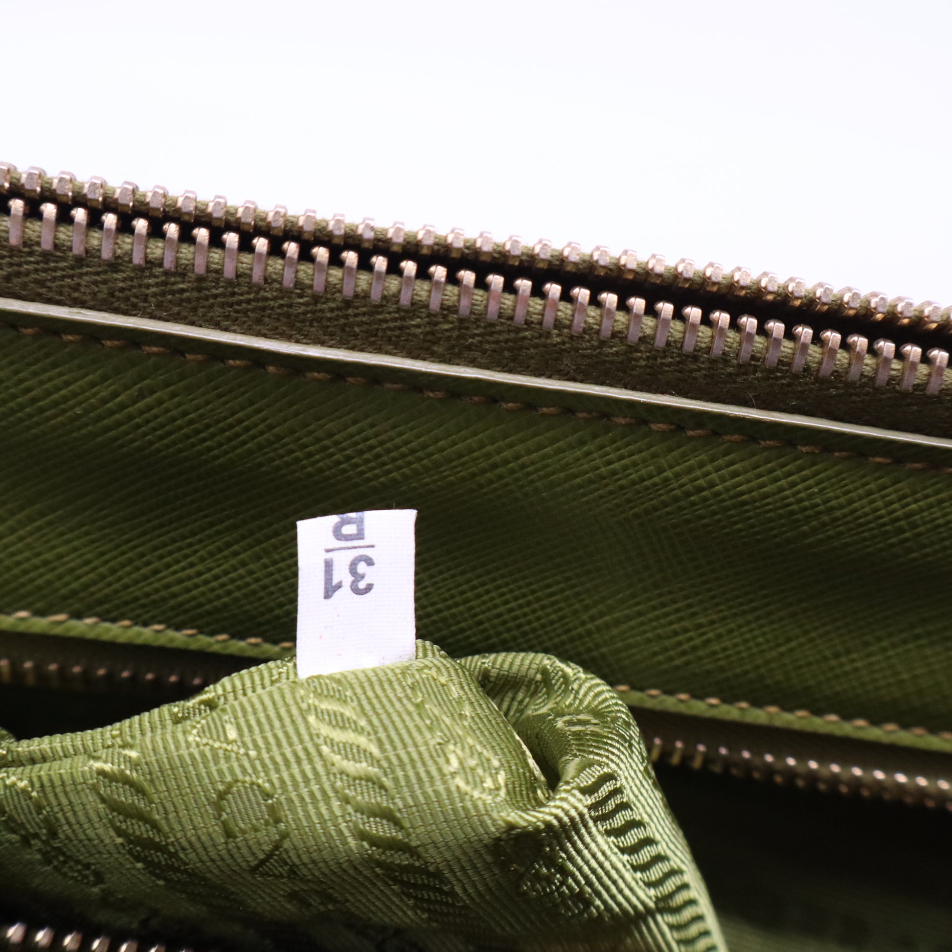 Green Saffiano Lux Leather Medium Double Zip Bag B21228