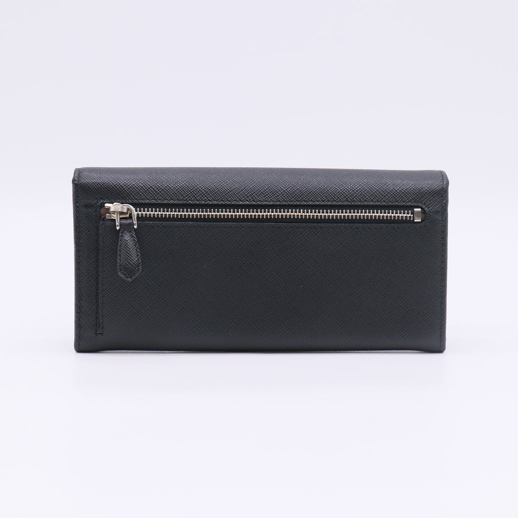 Black Saffiano Continental Flap Wallet W22710
