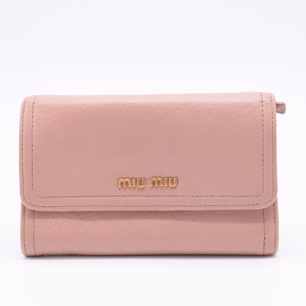 Pink Trifold Leather Wallet